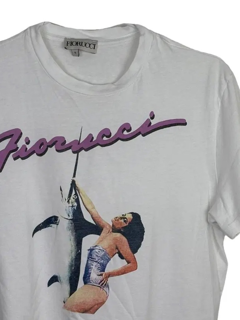 Fiorucci Woman Holding Fish Swordfish tshirt top T Shirt XS